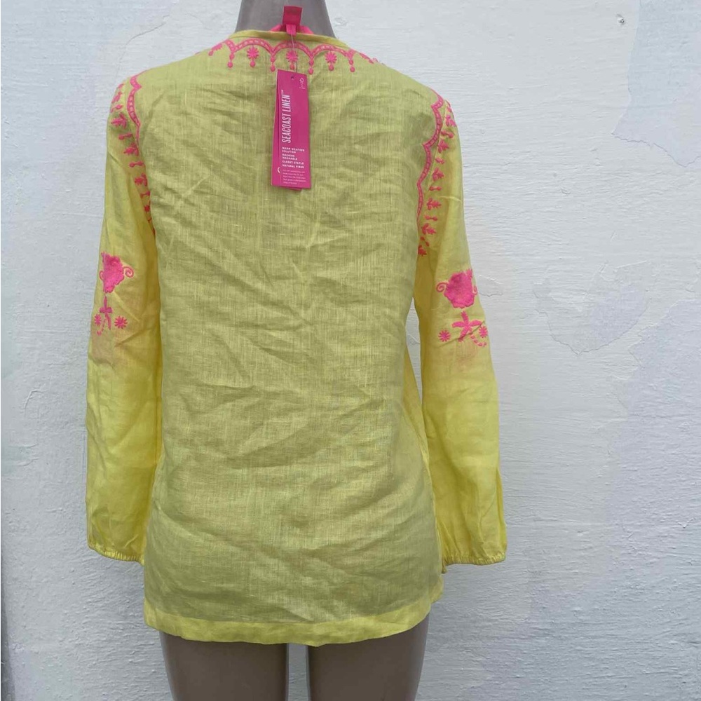 Lilly Pulitzer Yellow Tunic with Pink Embroidery - Picture 3 of 7